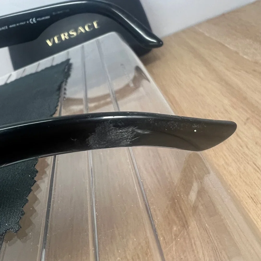 Versace Sunglasses Men 59mm Black Fair Polarized Greca Key Mod 4296 GB1/81